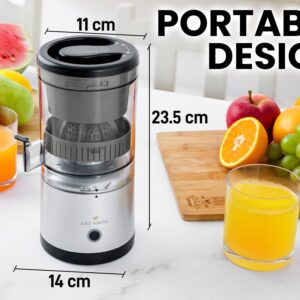 Zulay Kitchen Juice Vortex Lemon & Orange Juicer - Electric Citrus Squeezer & Presser - Rechargeable Juicer Machine - Wireless Portable Juicer - USB Charger & Cleaning Brush Included (Black/Silver)