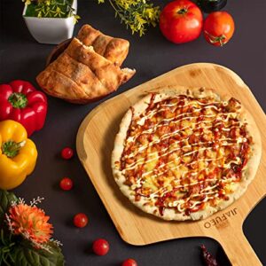 JIAFUEO Pizza Peel 12 inch, Bamboo Pizza Board Wooden Pizza Paddle Spatula Oven Accessory for Baking Homemade Pizza, Wood Cutting Board for Cheese Bread Fruit Vegetables