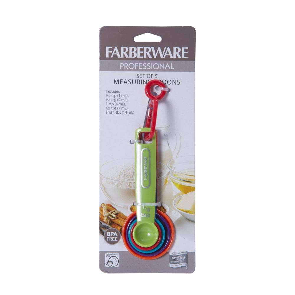 Farberware Professional Plastic Measuring Spoons, Set of 5, Colors may vary