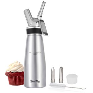 BLUE FLAG Professional Whipped Cream Dispenser 1 Pint Stainless Steel Cream Whipper Capacity Canister-Using 8g N2O Cream Chargers(Not include)