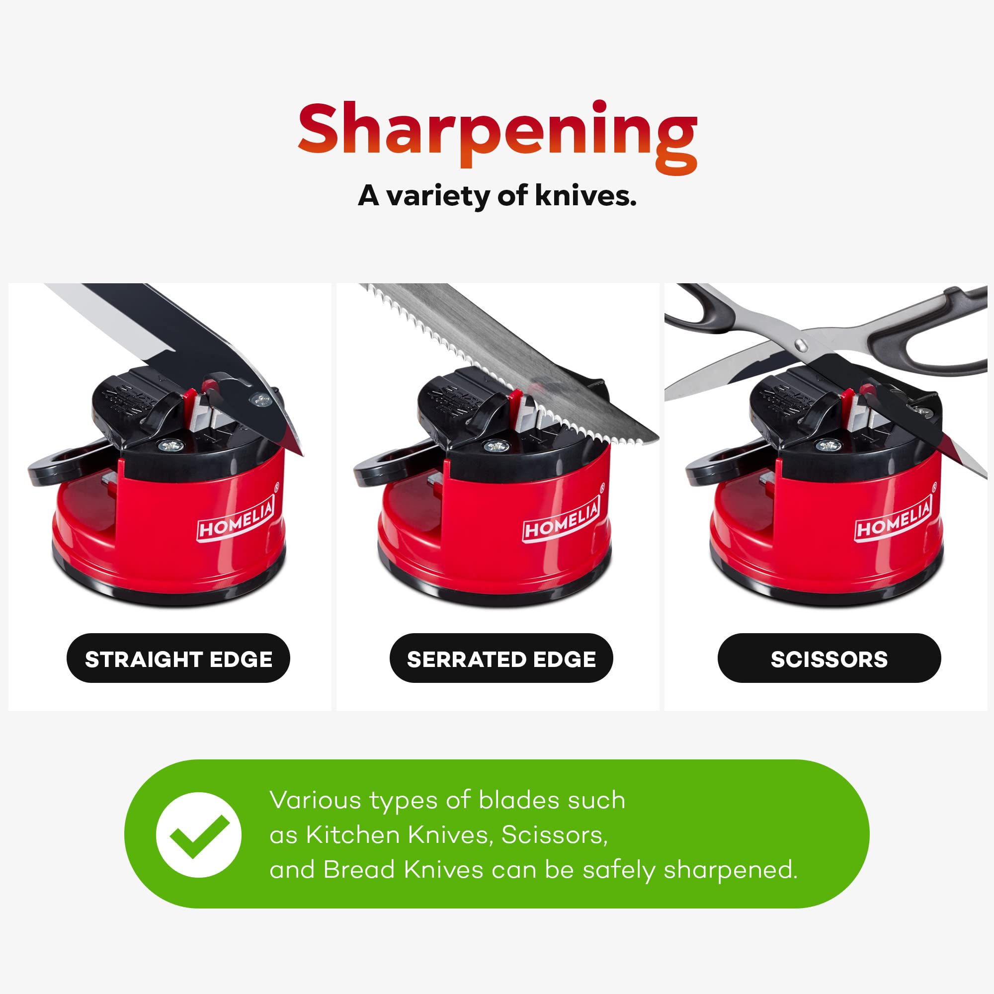 HOMELIA - Knife Sharpener - Pocket Knife Sharpener Tool - Afilador De Cuchillos - Kitchen Knife Sharpener with suction cup - Blade Sharpener - Knife Sharpening Kit