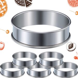 6 pieces english muffin rings crumpet rings double rolled tart ring stainless steel muffin tart rings nonstick metal round ring mold for home food making tool, 3.15 inch