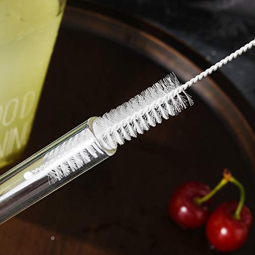 ALINK Reusable Glass Boba Straws, 14mm Extra Wide Clear Smoothie Straws for Bubble Tea, Pack of 4 with 1 Case and 2 Brush