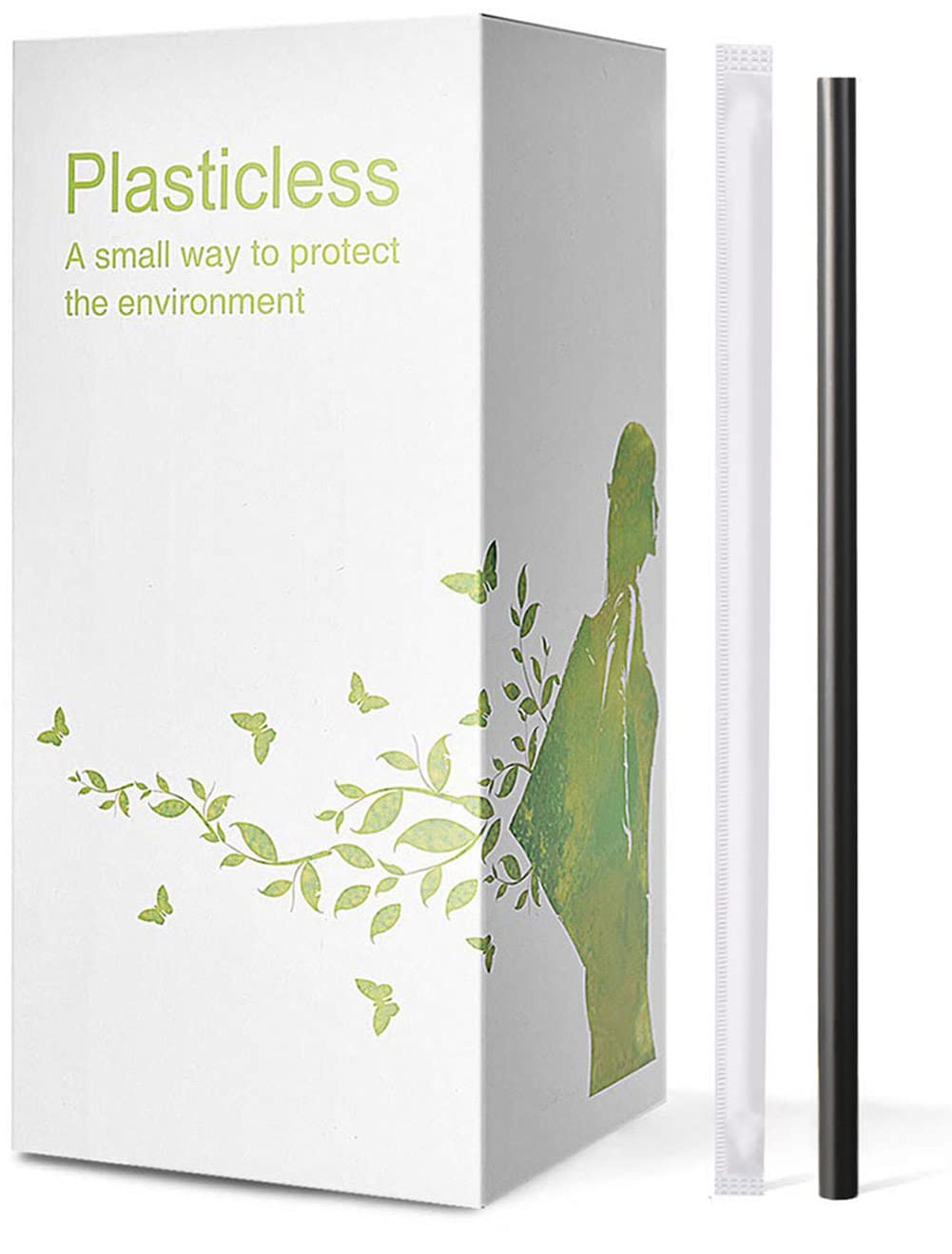 200 Count 100% Individually Wrapped Compostable PLA Straws-KTOB Biodegradable Black Disposable Drinking Straws-Eco Friendly Plant-Based Plastic Coffee Straws Sustainable