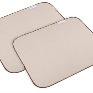 Sinland Microfiber Dish Drying Mat Super Absorbent Dish Drying Rack Pads Kitchen Counter Mat 16Inch X 18Inch Beige 2 Pack