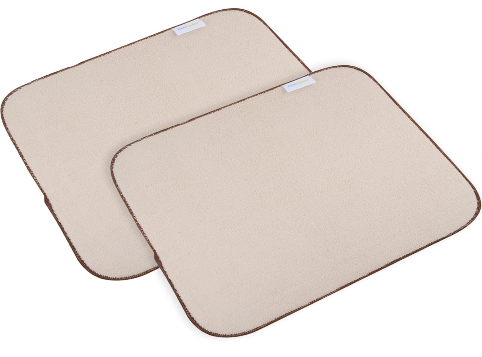 Sinland Microfiber Dish Drying Mat Super Absorbent Dish Drying Rack Pads Kitchen Counter Mat 16Inch X 18Inch Beige 2 Pack