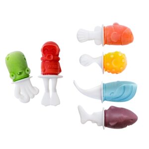 Zoku Fish Pop Molds, 6 Different Easy-release Silicone Popsicle Molds in One Tray, Unique Sea-creature Designs, BPA-free