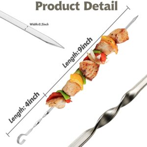 SRXING Metal Kabob Skewers,Flat Skewers for Grilling(12Pcs 15 inch and 4Pcs 13.5 inch) BBQ Barbecue Skewer Stainless Steel Shish Kebob,Reusable Sticks Set for Grilling