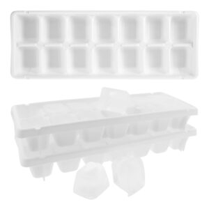 arrow home products plastic ice cube trays for freezer, 3 pack - made in the usa, bpa free plastic - 14 classic-size ice cubes per tray with easy-release design - stackable, dishwasher safe – white