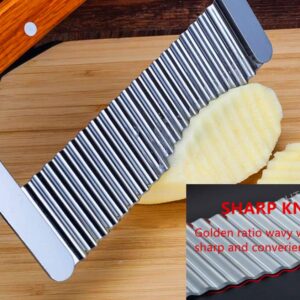 HTBMALL Crinkle Potato Cutter, Wavy Chopper Knife, Upgraded Stainless Steel Blade, Safe Kitchen Tools Wavy Slicer for Fruit, Vegetable, Carrot, Potato