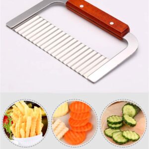 HTBMALL Crinkle Potato Cutter, Wavy Chopper Knife, Upgraded Stainless Steel Blade, Safe Kitchen Tools Wavy Slicer for Fruit, Vegetable, Carrot, Potato