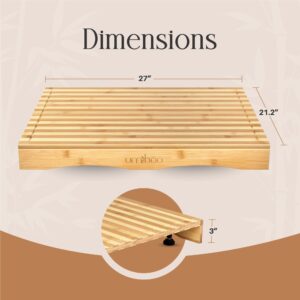 Umiboo Bamboo Wooden Gas Stove Top Covers and Cutting Board - Adjustable Legs for RV or Small Kitchen