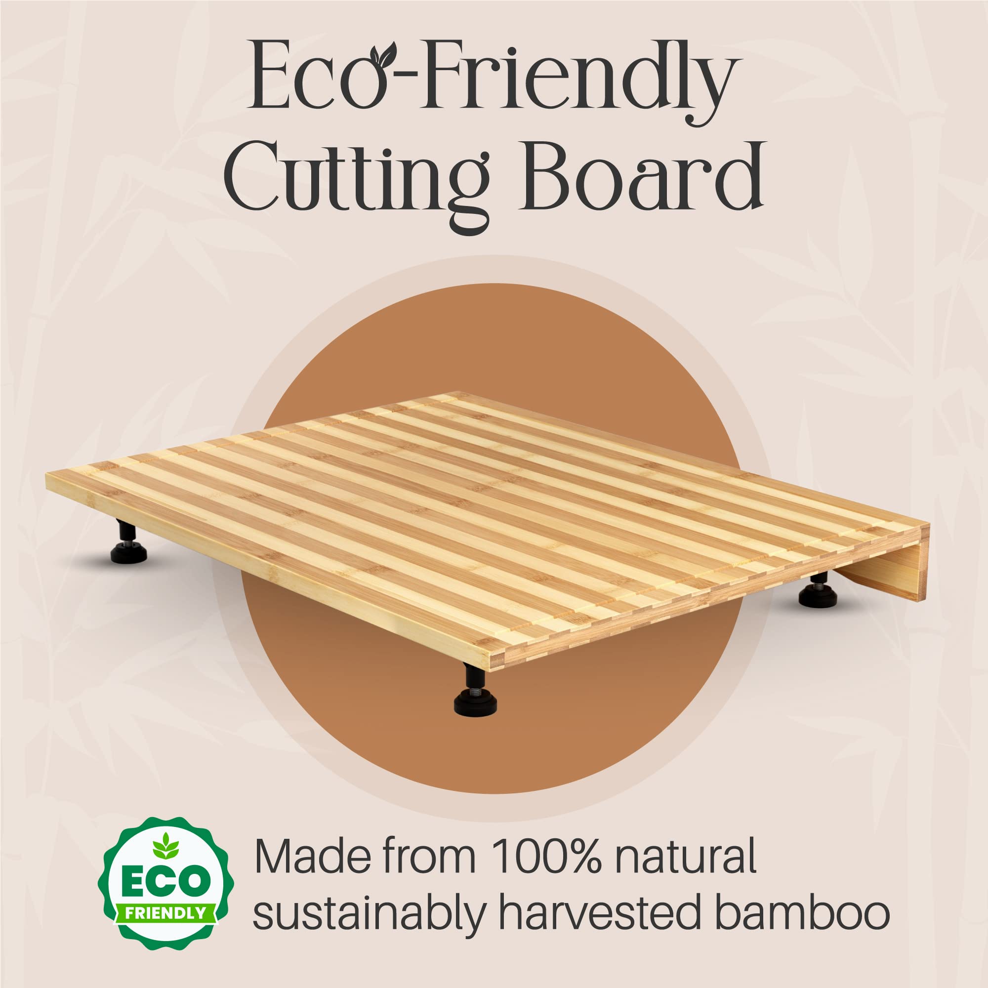 Umiboo Bamboo Wooden Gas Stove Top Covers and Cutting Board - Adjustable Legs for RV or Small Kitchen