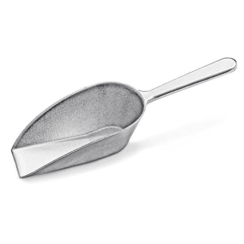 New Star Foodservice 34660 One-Piece Cast Aluminum Flat Bottom Bar Ice Flour Utility Scoop, 4-Ounce, SIlver