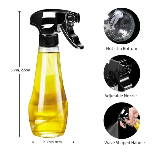 New Oil Sprayer for Cooking, 200ml Olive Oil Sprayer Bottle with Rotatable Nozzle, Premium Oil Spritzer Oil Mister for Air Fryer, Perfect for BBQ, Baking, Salad