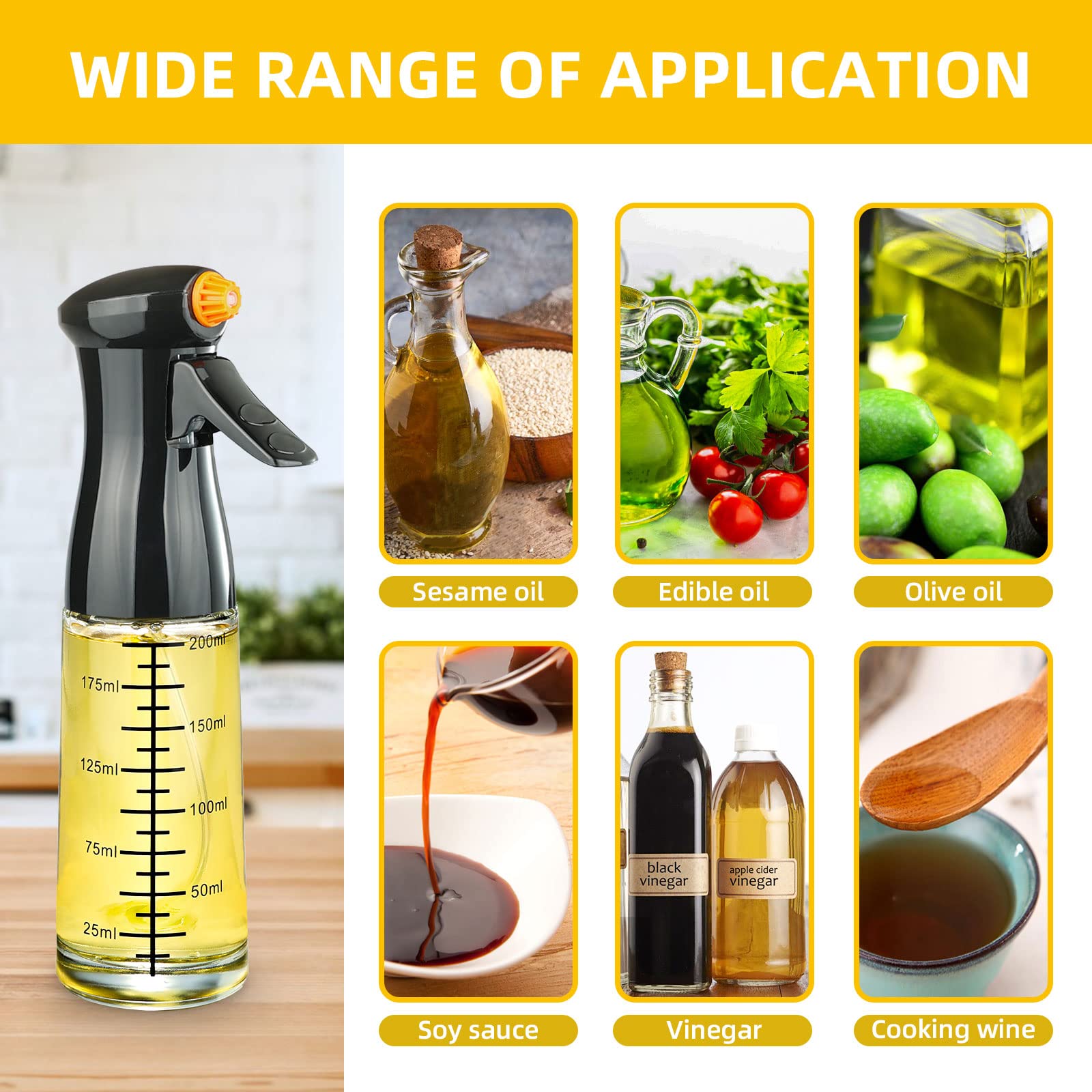 Rydowenna Olive Oil Sprayer For Cooking-Olive Oil Sprayer-Oil Spray-200ml Glass spray bottles Olive Oil Dispenser