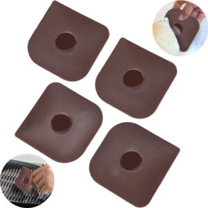 pan scraper, durable dish scraper set of 4pcs, pot scraper, handheld nylon cast iron pan cleaners, multifunctional pan scraper tool and stoneware scraper for kitchen and home -brown