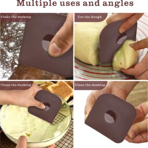 Pan Scraper, Durable Dish Scraper Set of 4pcs, Pot Scraper, Handheld Nylon Cast Iron Pan Cleaners, Multifunctional Pan Scraper Tool and Stoneware Scraper for Kitchen and Home -Brown