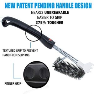 Kona Speed/Scraper Grill Brush and Scraper - Compatible with Weber and Other Brands Flat & Round Grill Grates - BBQ Cleaner for Gas Grills, Stainless Steel Cast Iron Grates - New Flex Grip Handle