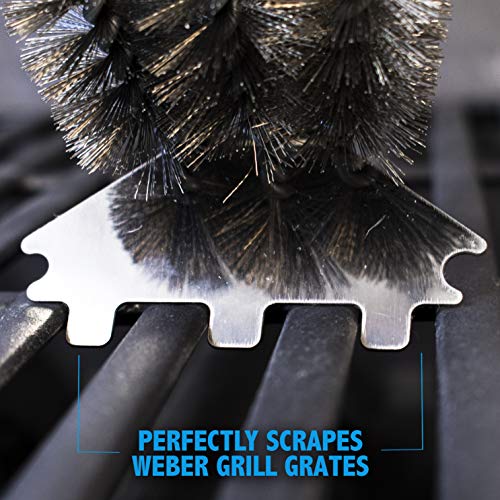 Kona Speed/Scraper Grill Brush and Scraper - Compatible with Weber and Other Brands Flat & Round Grill Grates - BBQ Cleaner for Gas Grills, Stainless Steel Cast Iron Grates - New Flex Grip Handle