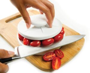 rapid slicer food cutter, non-slip holder to slice foods easily and safely, white