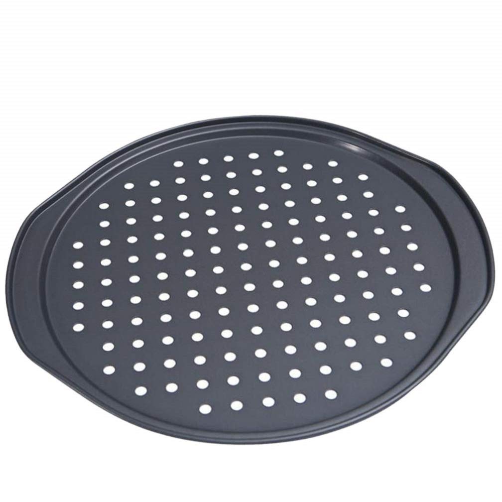 Alices Latest 13 Inch Nonstick Carbon Steel Pizza Pan Bakeware with holes Pizza Baking Pan for Oven Baking Supplies（35x32x1.3cm）