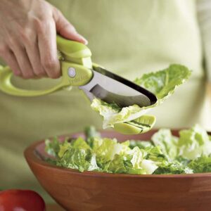 Salad Scissors for Chopped Salad, Lettuce Tong Scissors for Salad Bowl and Cutter, Multifunction Double Blade Salad Chopper Tool (Green)