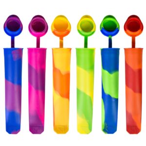 ozera 6 pack popsicles molds, reusable silicone popsicle molds for kids, multi-colored baby popcical molds ice pop molds diy frozen popsicle maker with lid