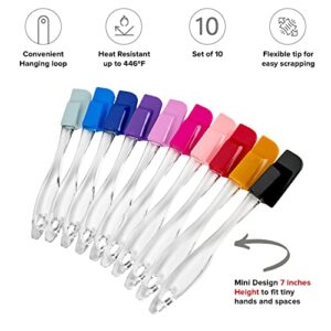 Mini Spatulas Set - 10 Piece Heat Resistant Silicone Spatula - Pro-Grade Multipurpose Kitchen Tool for Baking, Cooking, Mixing, and More - Non-Stick, Dishwasher Safe Bright and Colorful Small Spatula