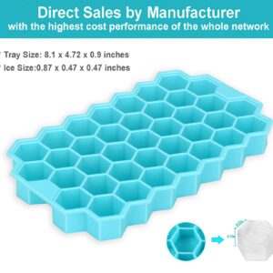 Ice Cube Trays, TeaRoo 2 Pack Silicone Ice Cube Molds with Lids, Easy-Release and Flexible 74-Ice Trays BPA Free, for Whiskey Cocktail, Stackable and Safe Ice Cube Molds