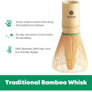 Tenzo Bamboo Whisk for Ceremonial Grade Matcha Green Tea - Authentic Traditional Japanese Made 100 Prong Bamboo Whisk