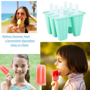 Silicone Popsicle Molds, 6 Pieces Ice Pop Molds, BPA Free Popsicle Mold Reusable Easy Release Ice Pop Maker, Popsicle Mould with Cleaning Brush and Silicone Funnel, Popsicle Molds green