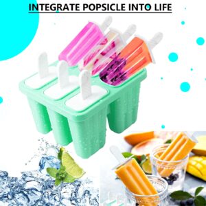 Silicone Popsicle Molds, 6 Pieces Ice Pop Molds, BPA Free Popsicle Mold Reusable Easy Release Ice Pop Maker, Popsicle Mould with Cleaning Brush and Silicone Funnel, Popsicle Molds green