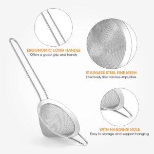 Aieve Fine Mesh Strainer, Tea Strainer Stainless Steel Sieve Bar Strainers Tea Filter Small Strainers Fine Mesh Cocktail Strainer(2 Pack)