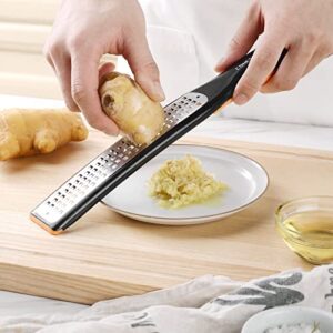 Cohesion Etched Zester & Grater Set of 2 - Kitchen Zester Tool for Lemon, Cheese, Garlic, Ginger, Nutmeg, Chocolate, Fruits, Vegetables - Sharp Premium Stainless Steel Blade with Protective Cover