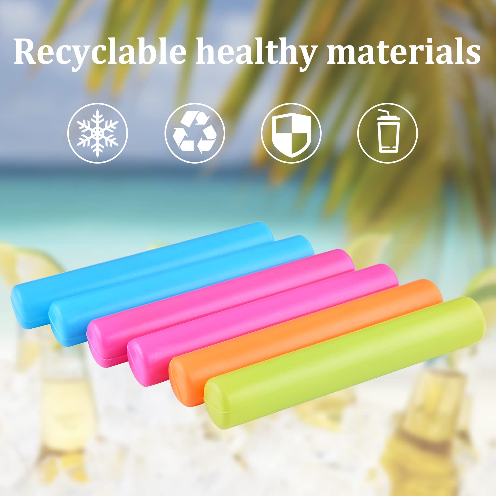 SHENGQIPC Reusable Ice Cubes Pack-of-6 Cooling Ice Sticks Plastic Ice Cube Sticks for Water Bottles BPA Free