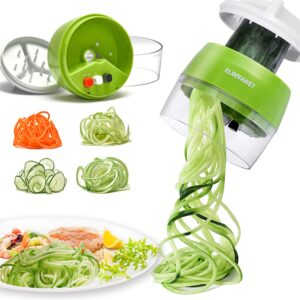 handheld spiralizer vegetable slicer, 4 in 1 heavy duty veggie spiral cutter - zoodle pasta spaghetti maker