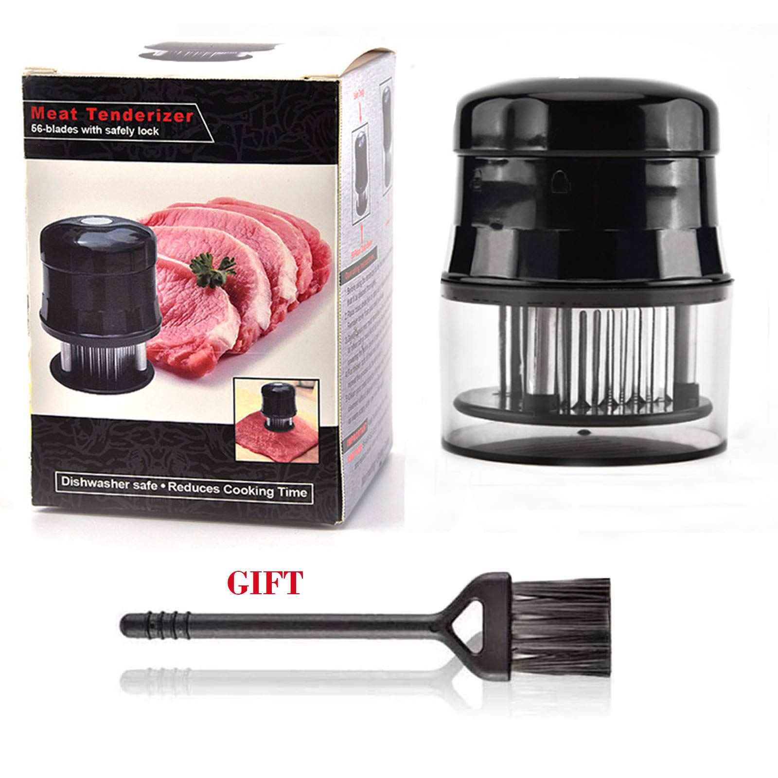 Meat Tenderizer Tool, 56 Needles Stainless Steel Tenderizer For Tenderizing Steak Beef Fish And Poultry, Black