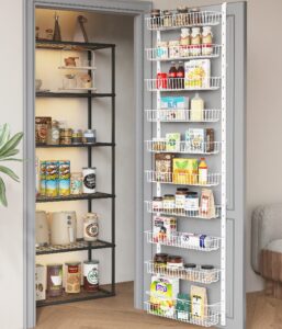 covaodq 10-tier pantry door organization and storage over the door pantry organizer metal hanging kitchen spice rack can organizer,black