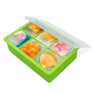large square ice cube trays for freezer with lid-6 silicone ice tray ice cube mold ice pick ice maker,easy-release reusable ice cube in ice packs,popsicles molds,ice bucket or iced coffee cup for bar