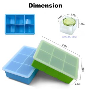 Large Square Ice Cube Trays for Freezer with Lid-6 Silicone Ice Tray Ice Cube Mold Ice Pick Ice Maker,Easy-Release Reusable Ice Cube in Ice Packs,Popsicles Molds,Ice Bucket or Iced Coffee Cup for Bar