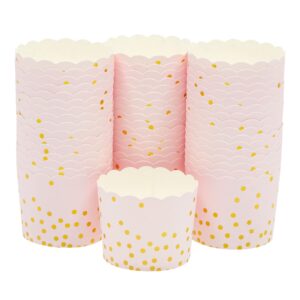 sparkle and bash 50 pack pink and gold cupcake wrappers, paper baking cups, muffin liners for baby shower, birthday party (2.2 in)