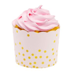 Sparkle and Bash 50 Pack Pink and Gold Cupcake Wrappers, Paper Baking Cups, Muffin Liners for Baby Shower, Birthday Party (2.2 In)