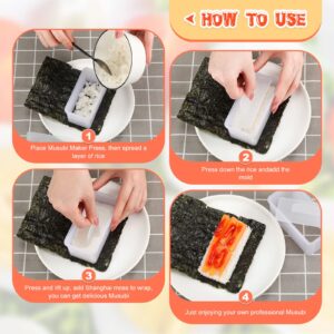 2 Pieces Musubi Mold and Slicer Rectangle White Musubi Maker Kit Safe Luncheon Meat Slicer Musubi Press Mold for Kitchen, Restaurant, Home