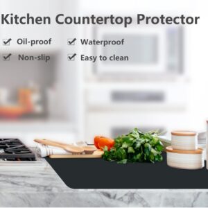 Silicone Counter Mats Set of 2, Heat Resistant, Kitchen Countertop Protector, Non Slip, Black