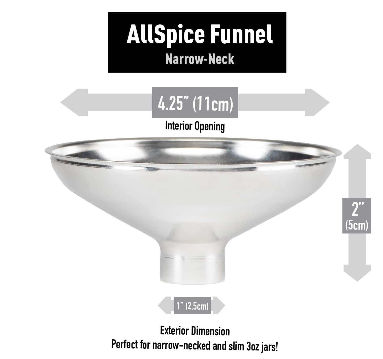 AllSpice Spice Funnel Metal Stainless Steel 18/8 (1" Bottom)