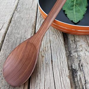 Wooden Spoon for Cooking, 14 Inch Walnut Wood Mixing Spoon for Soup Stirring, Nonstick Kitchen Serving Spoons Scooper Utensil with Long Comfortable Handle Smooth Finish Tableware