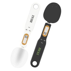 jhscale spoon scale,electronic food scale 500g/0.1g weighing for grams and oz,digital kitchen scale with handle grip and spout for coffee power,pills,tea,flour,oil,baking (white)