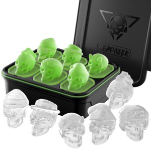 readaeer silicone skull molds, 3d skull ice cube mold, large skull mold for resin, ice, chocolate, candle, soap making black