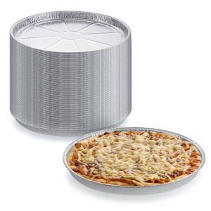 pack of 25 disposable round foil pizza pans – durable pizza tray for cookies, cake, focaccia and more – size: 12-1/4" x 3/8"